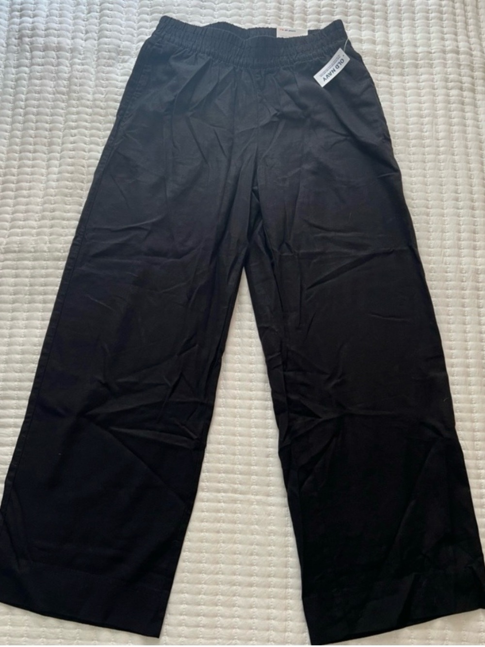 NWT Linen Blend High Rise Wide Leg Pants Comfort Waistband Women’s Large Black - Picture 5 of 12